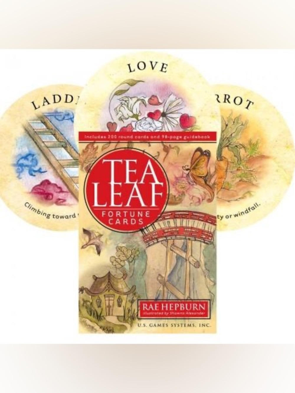 Tea Leaf Fortune Cards by Rae Hepburn - Illustrated Card Deck - Red & Cream